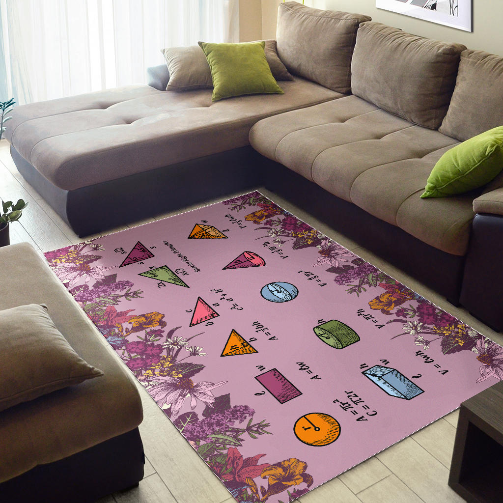 Floral Math Equations Area Rug