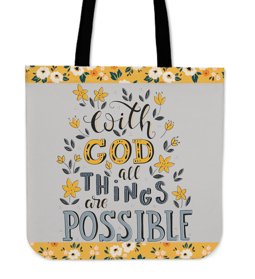 With God Linen Tote Bag