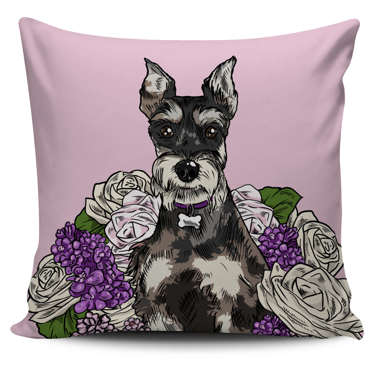 Illustrated Schnauzer Pillow Cover
