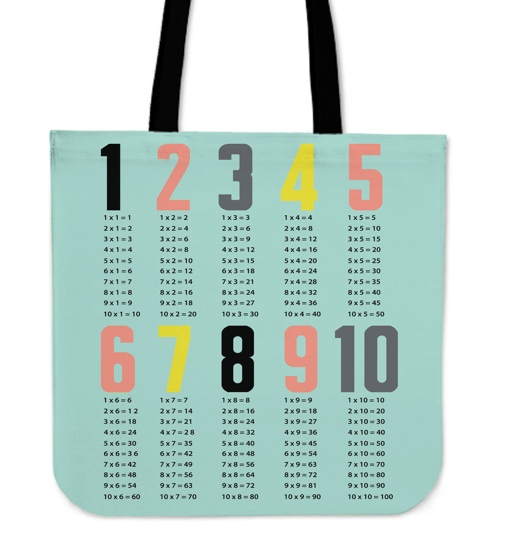 Colorful Multiplication Tables Linen Tote Bag