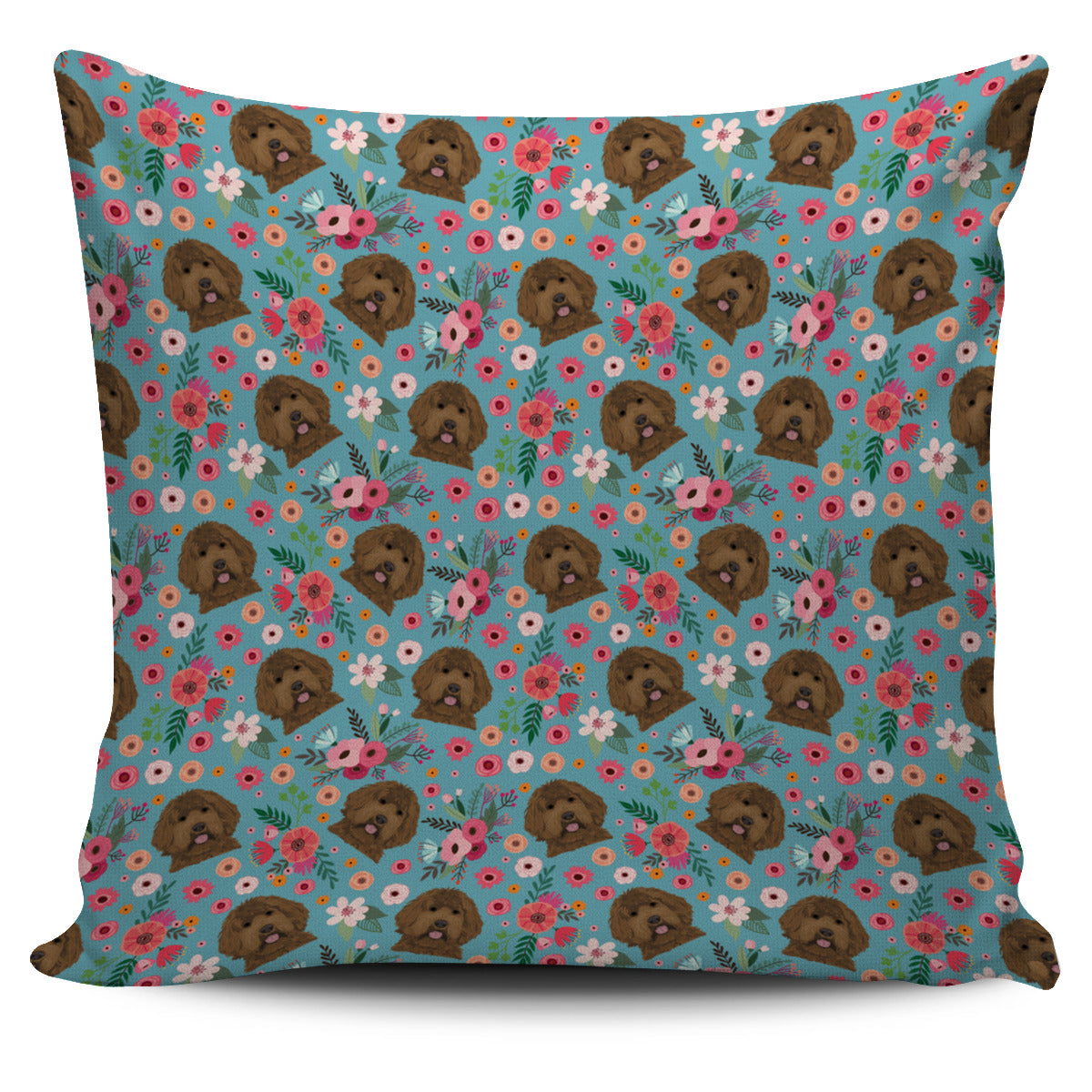 Labradoodle Flower Pillow Cover