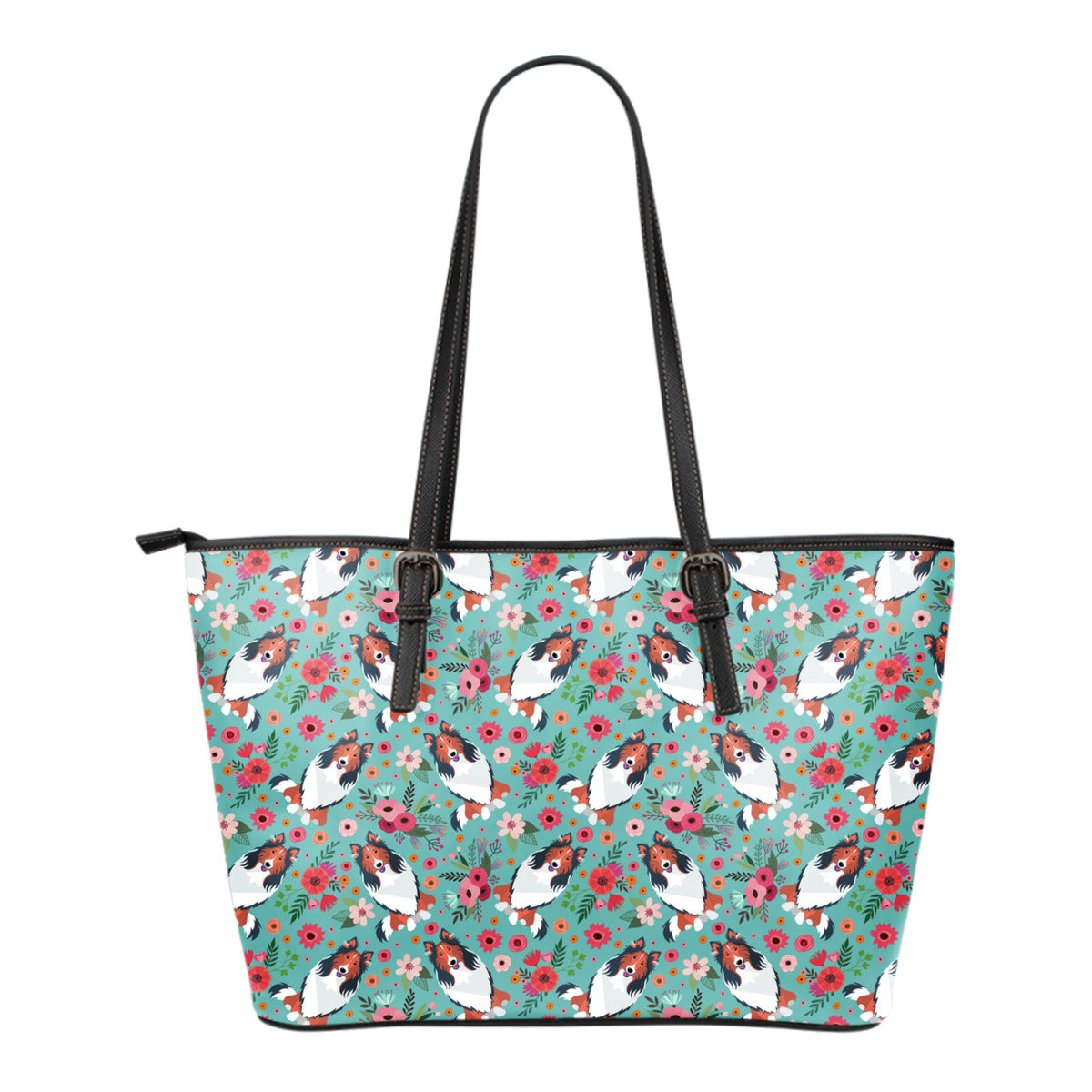 Rough Collie Flower Tote Bag