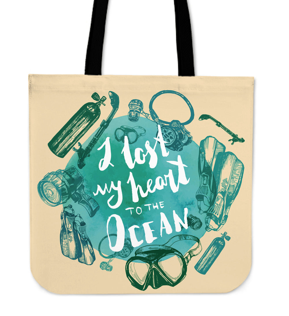 Ocean Heart Linen Tote Bag