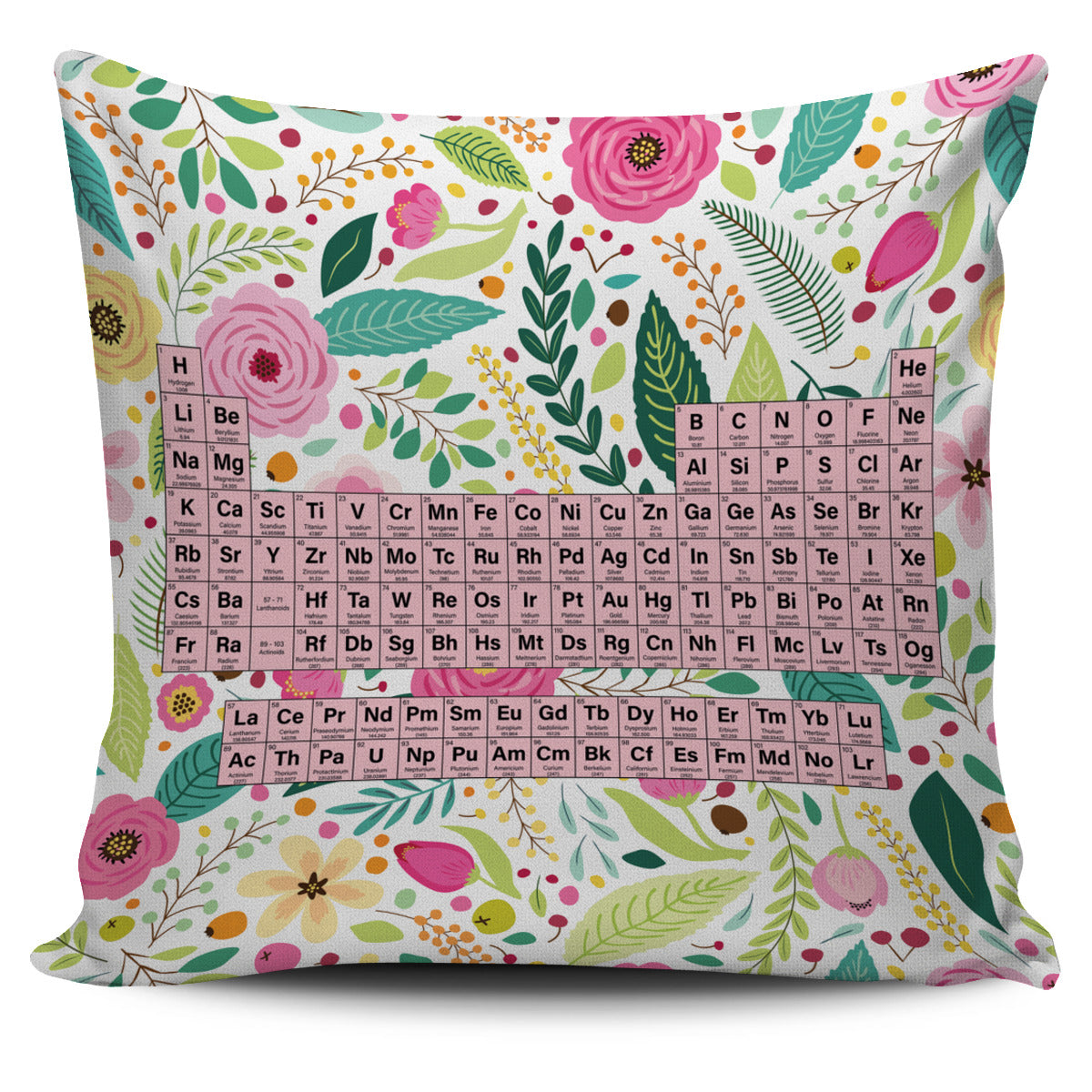Floral Periodic Table Pillow Case