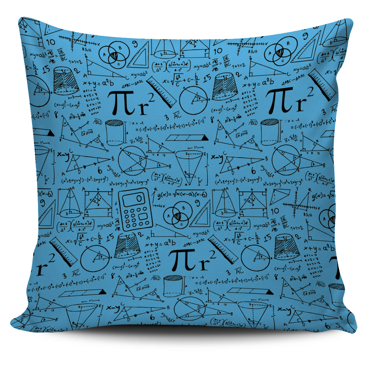 Math Blue Pillow Cover