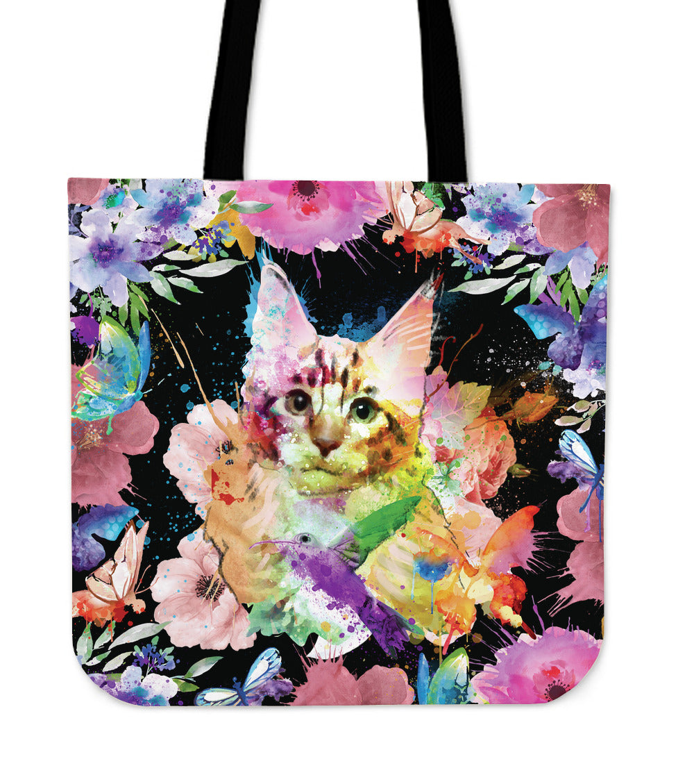 Watercolor Maine Coon Cloth Tote Bag