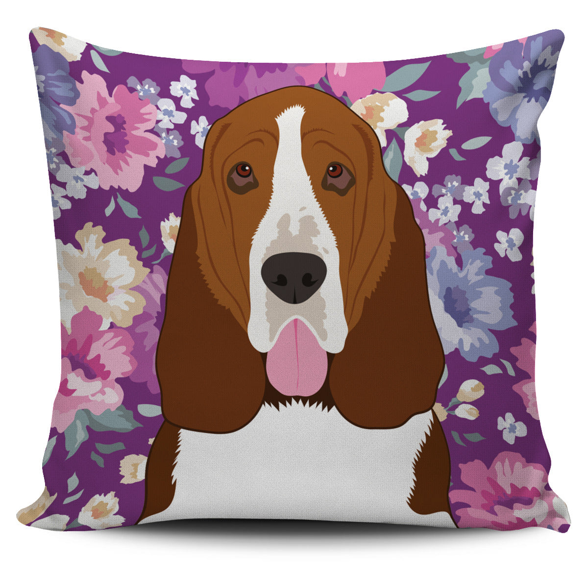 Basset Hound Dog Portrait Pillow Cover
