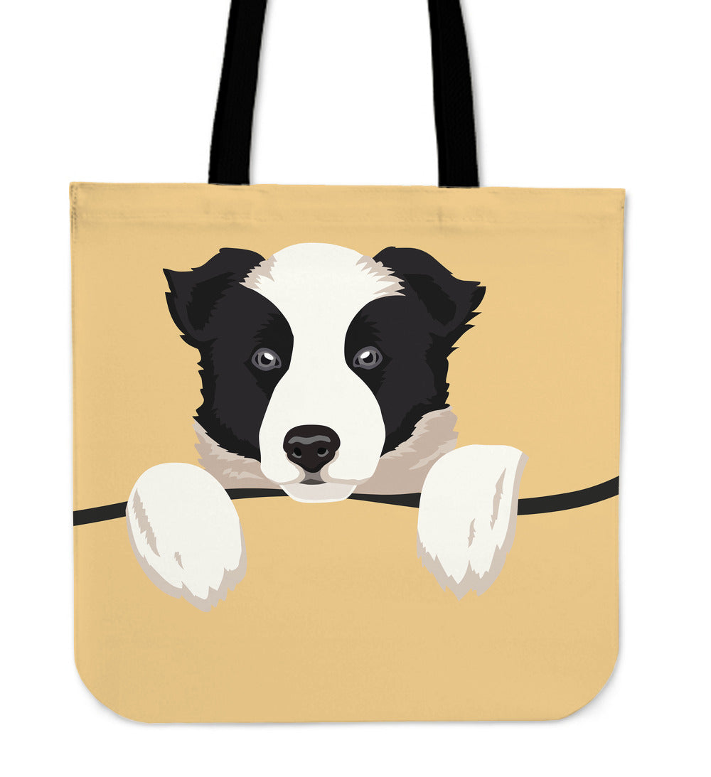 Popping Pup Border Collie Cloth Tote Bag