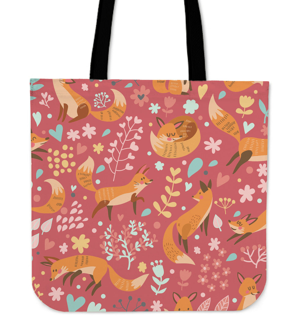 Foxy Foxes Linen Tote Bag