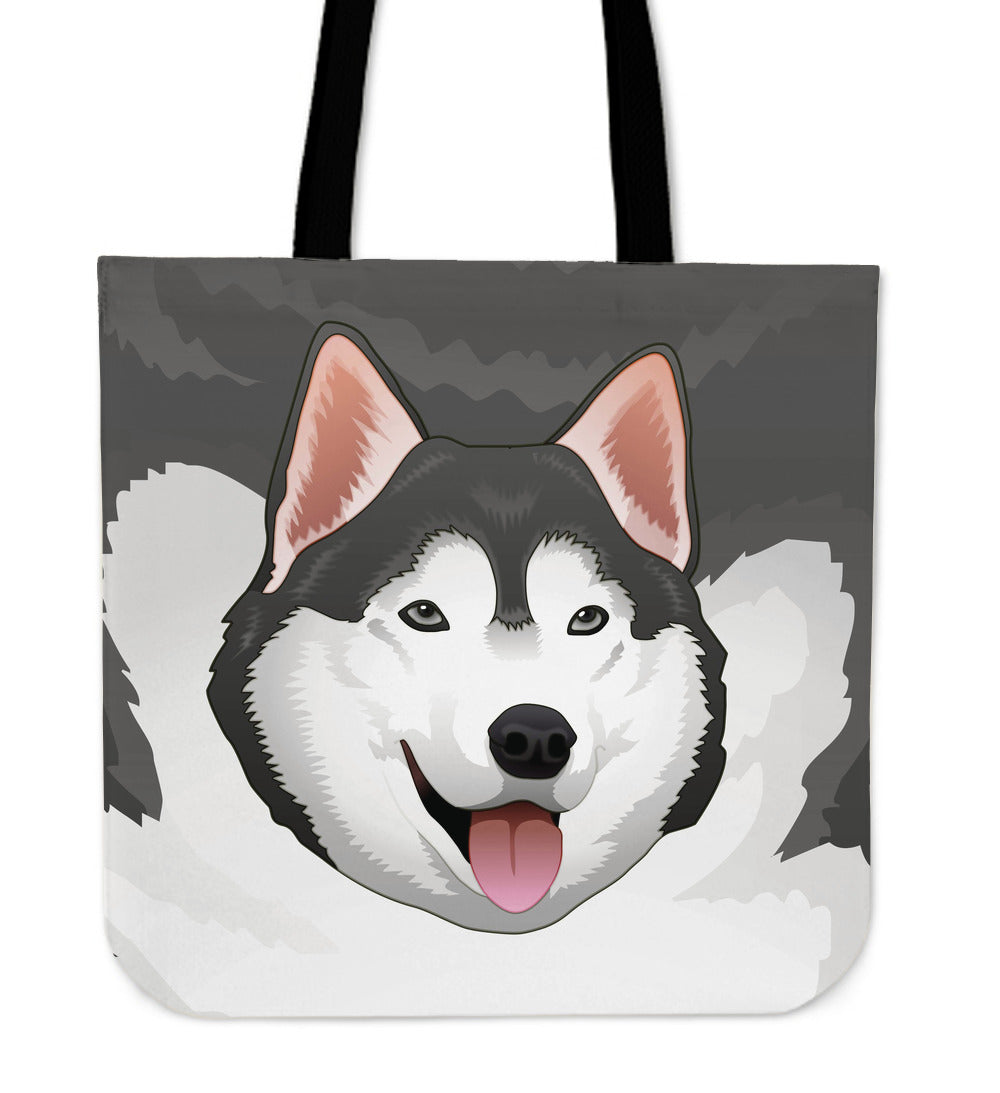 Real Grey Siberian Husky Cloth Tote Bag
