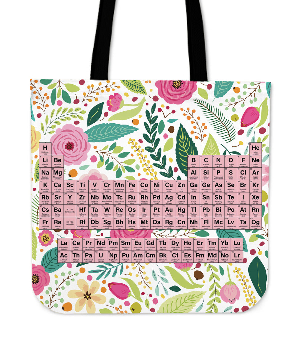 Floral Periodic Table Linen Tote Bag