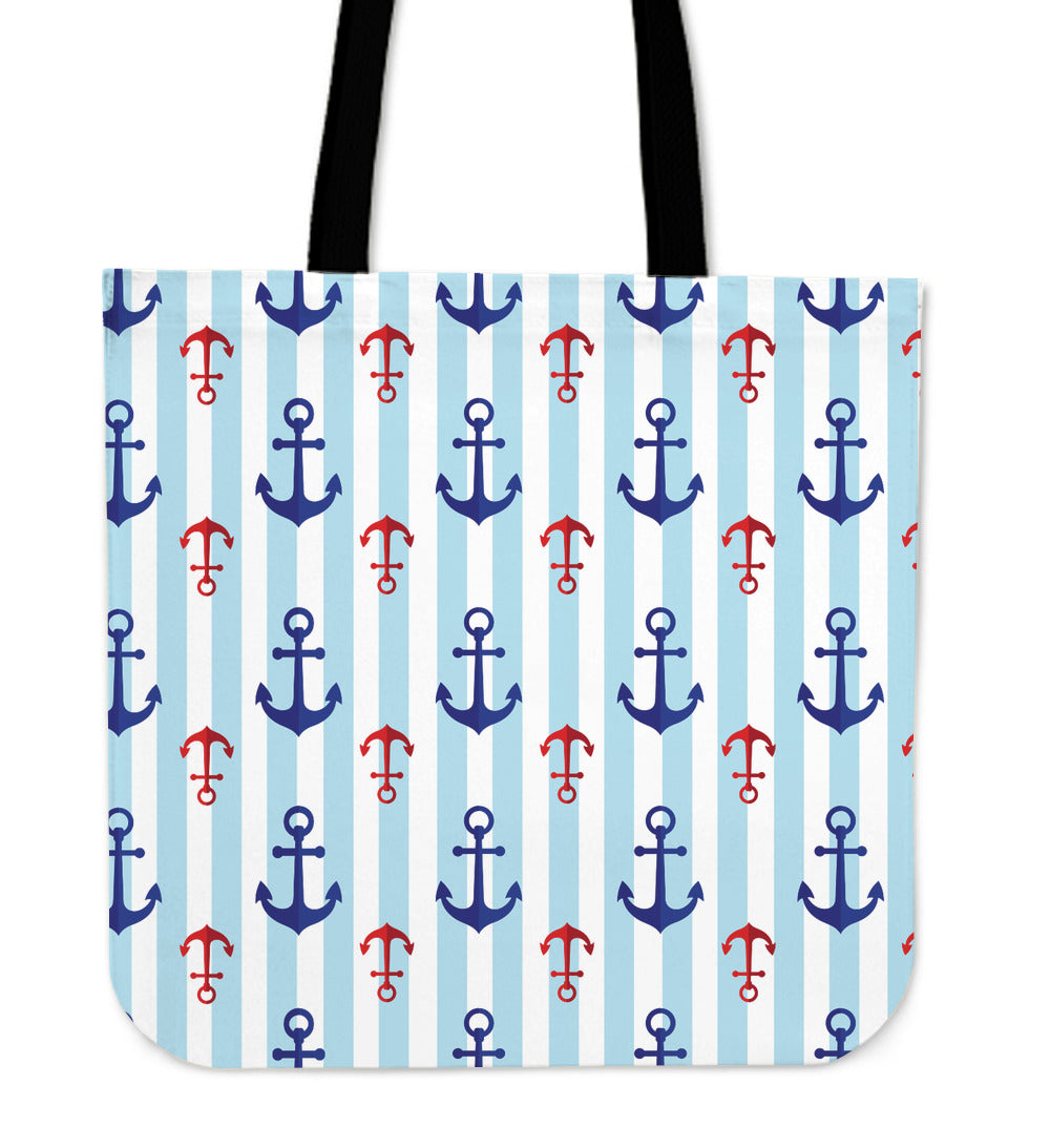 Anchor Pattern Linen Tote Bag