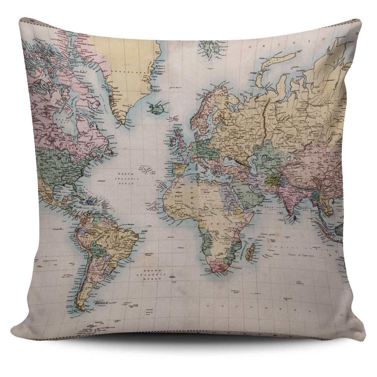 Vintage Geography Map Pillow Cover