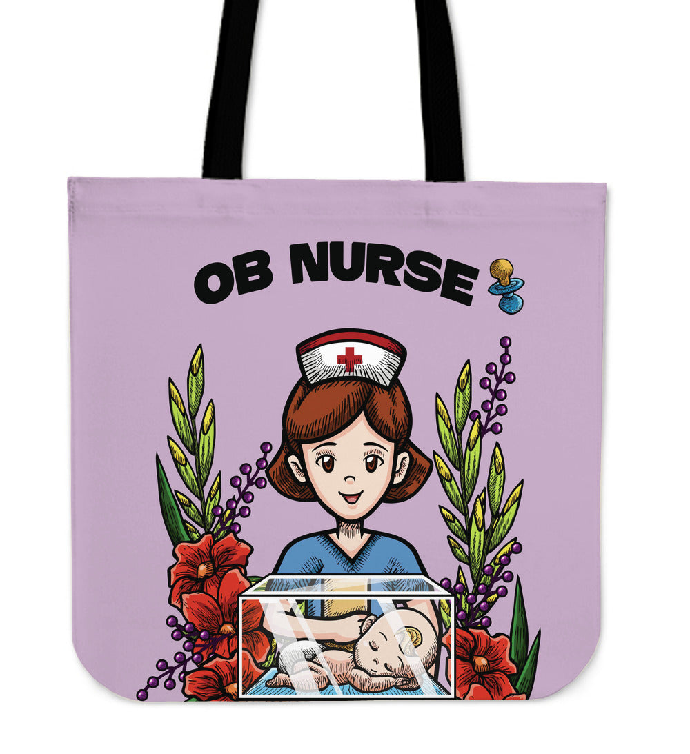 OB Nurse Linen Tote Bag
