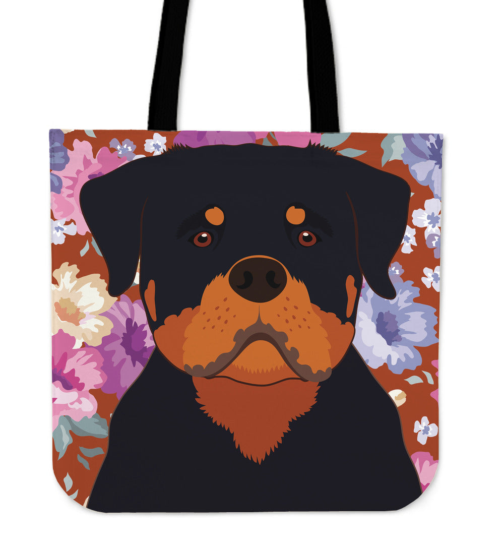 Rottweiler Dog Portrait Linen Tote Bag