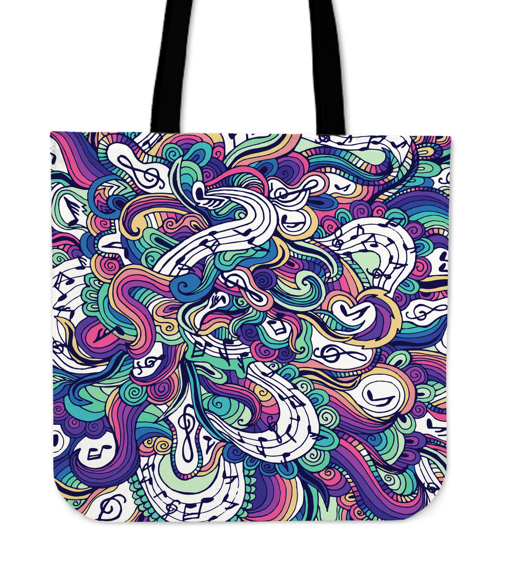 Colorful Music Linen Tote Bag