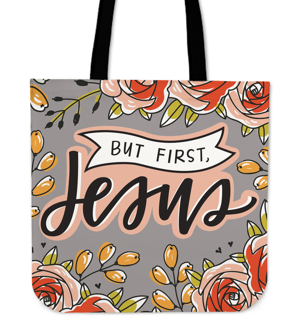 But First Jesus Linen Tote Bag