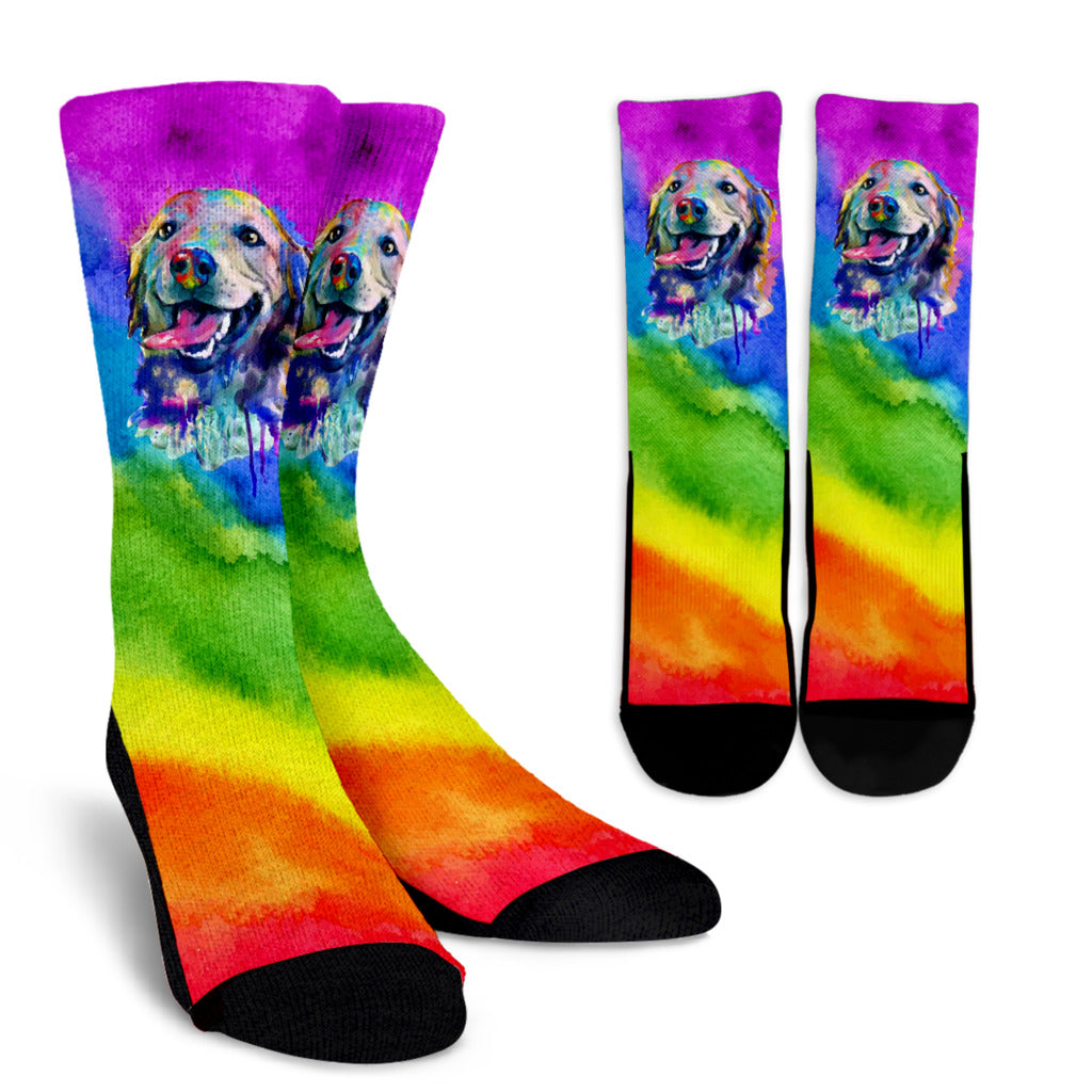 Rainbow Golden Retriever Socks