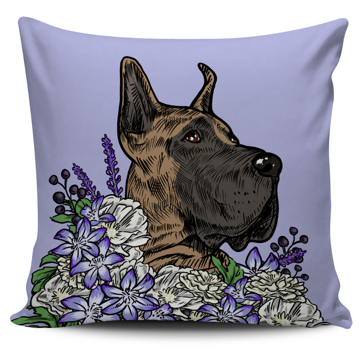 Illustrated Great Dane Pillow Cover
