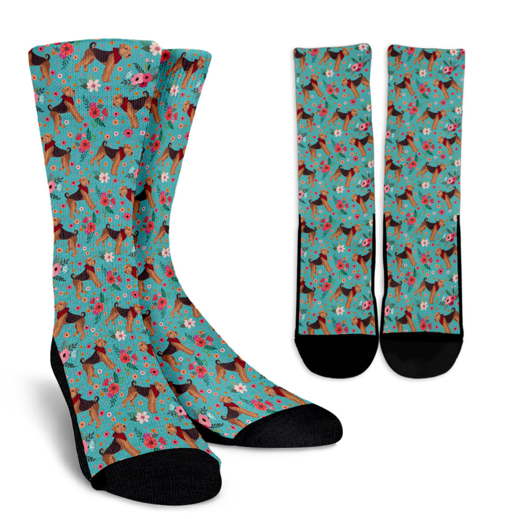 Airedale Terrier Flower Socks
