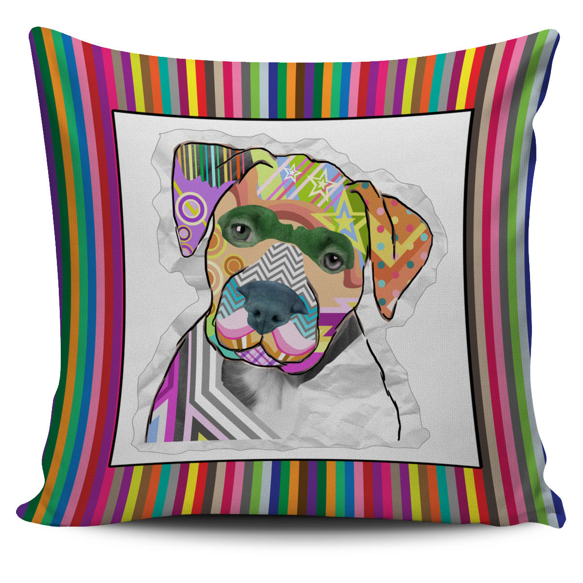 Collage Pup Pit Bull Pillow Cover