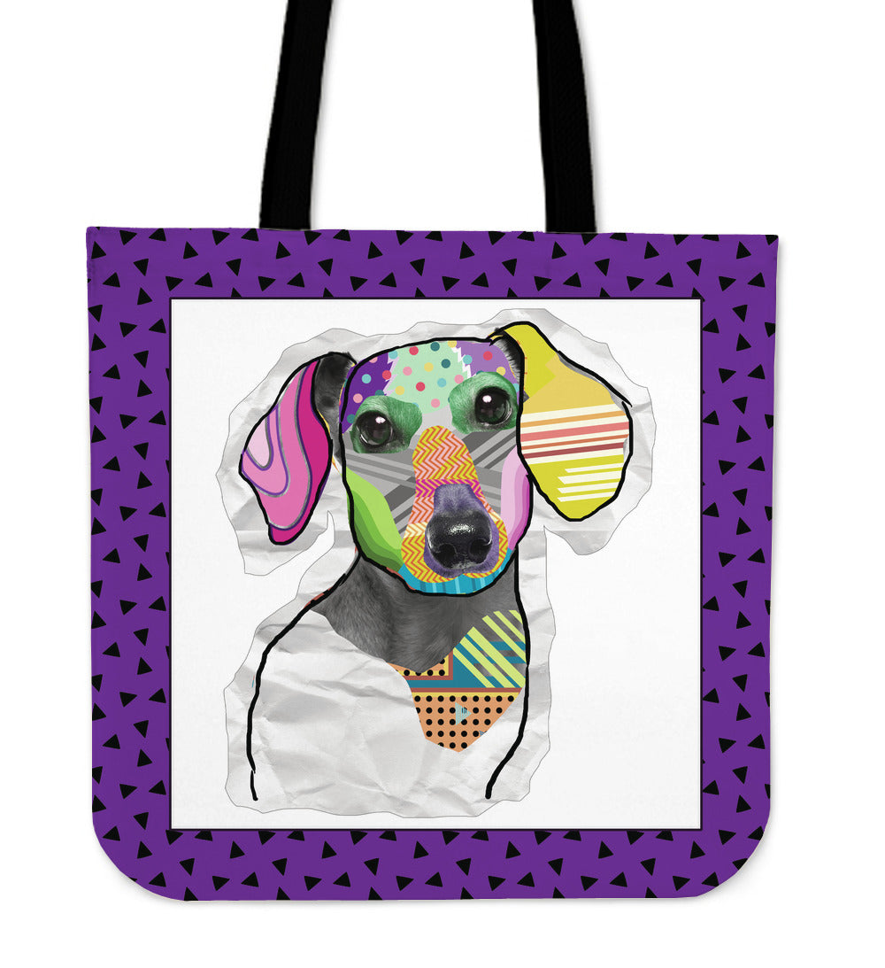 Collage Pup Dachshund Linen Tote Bag
