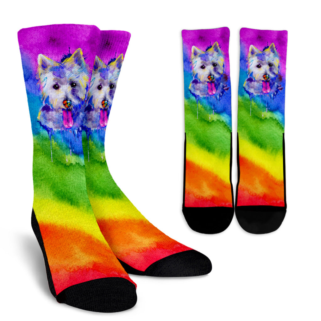 Rainbow Westie Socks