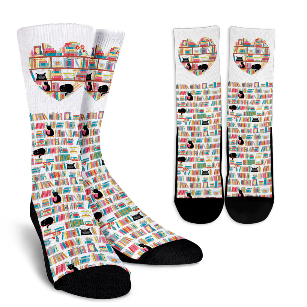 Cat Heart Books Socks
