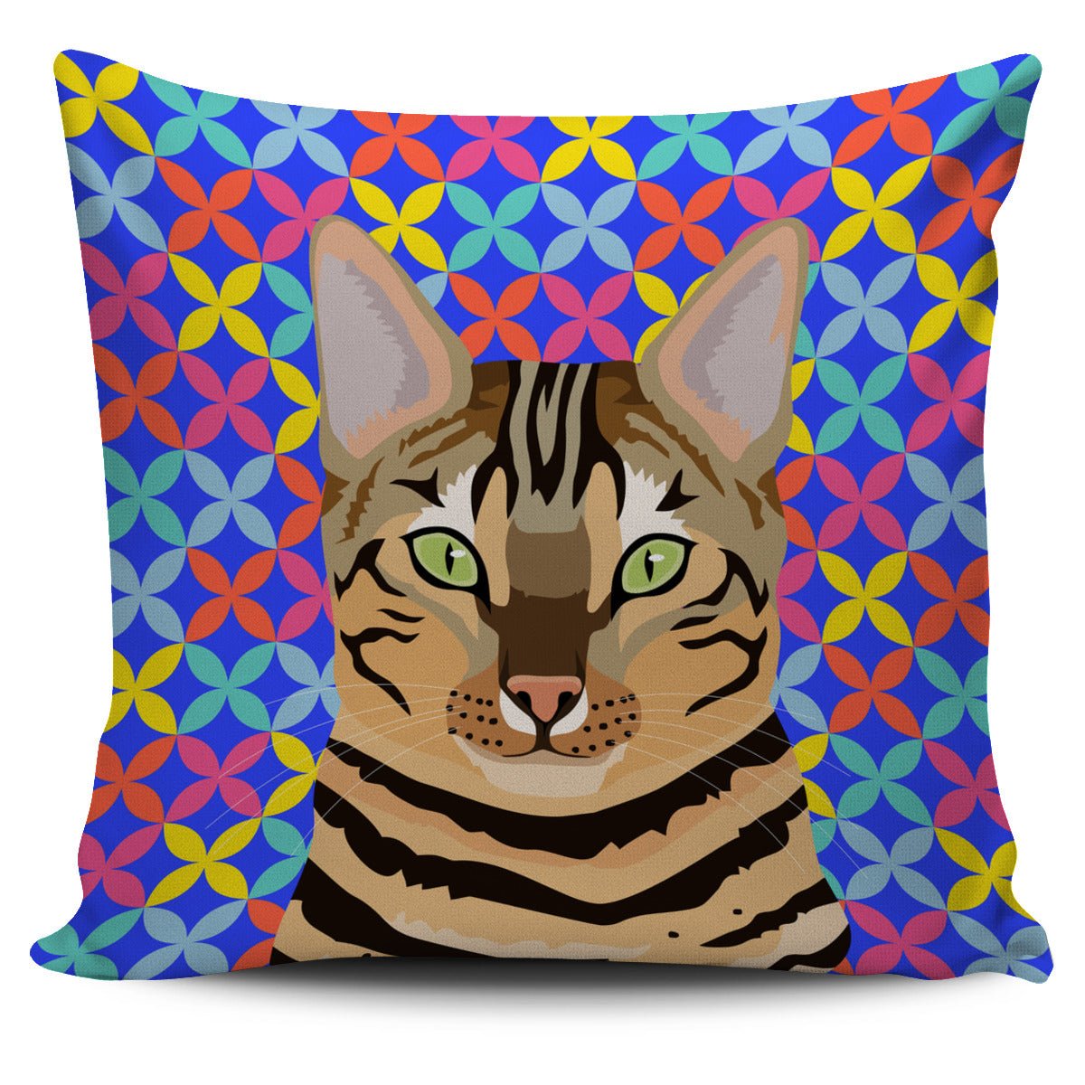 Colorful Bengel Cat Pillow Cover