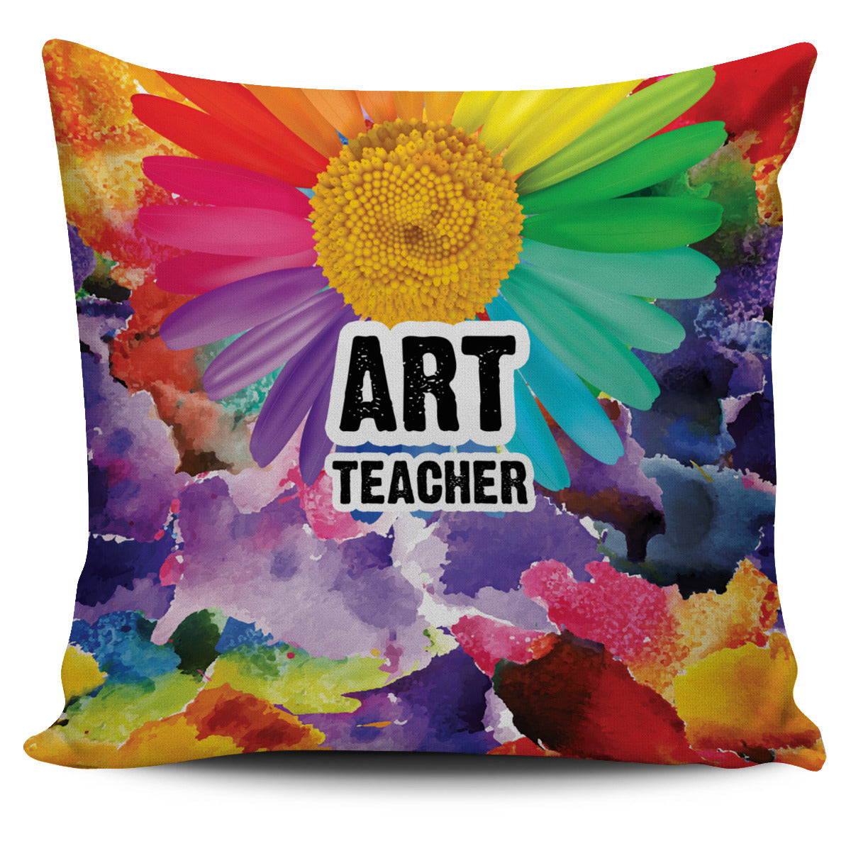 Rainbow Art Teacher Pillow Cover