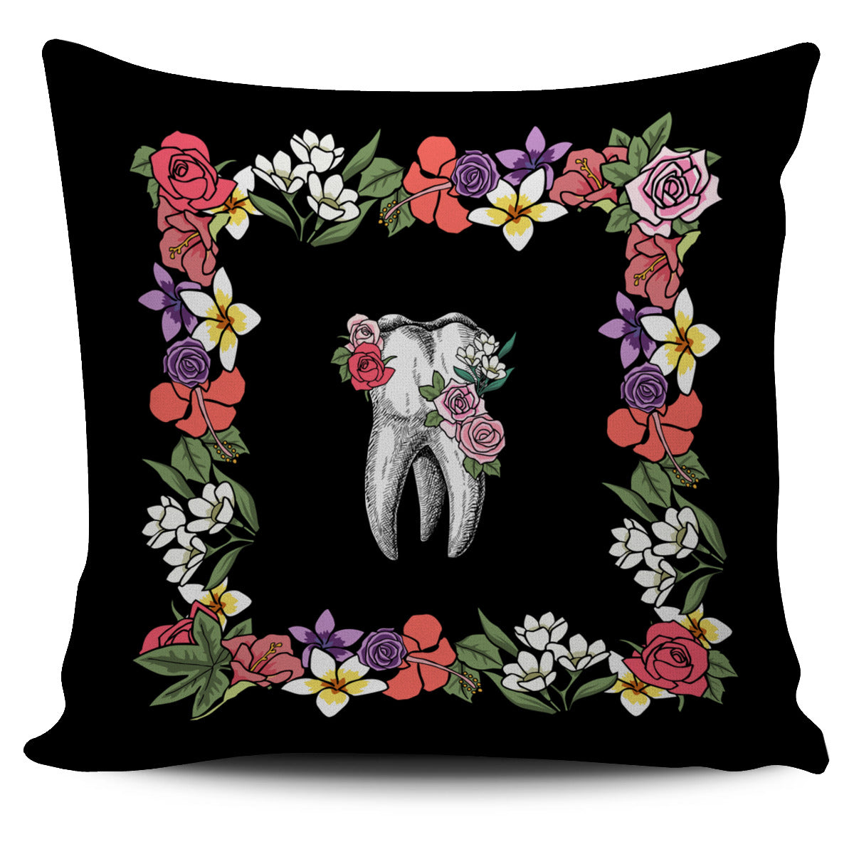 Floral Anatomy Tooth  Pillow Cover