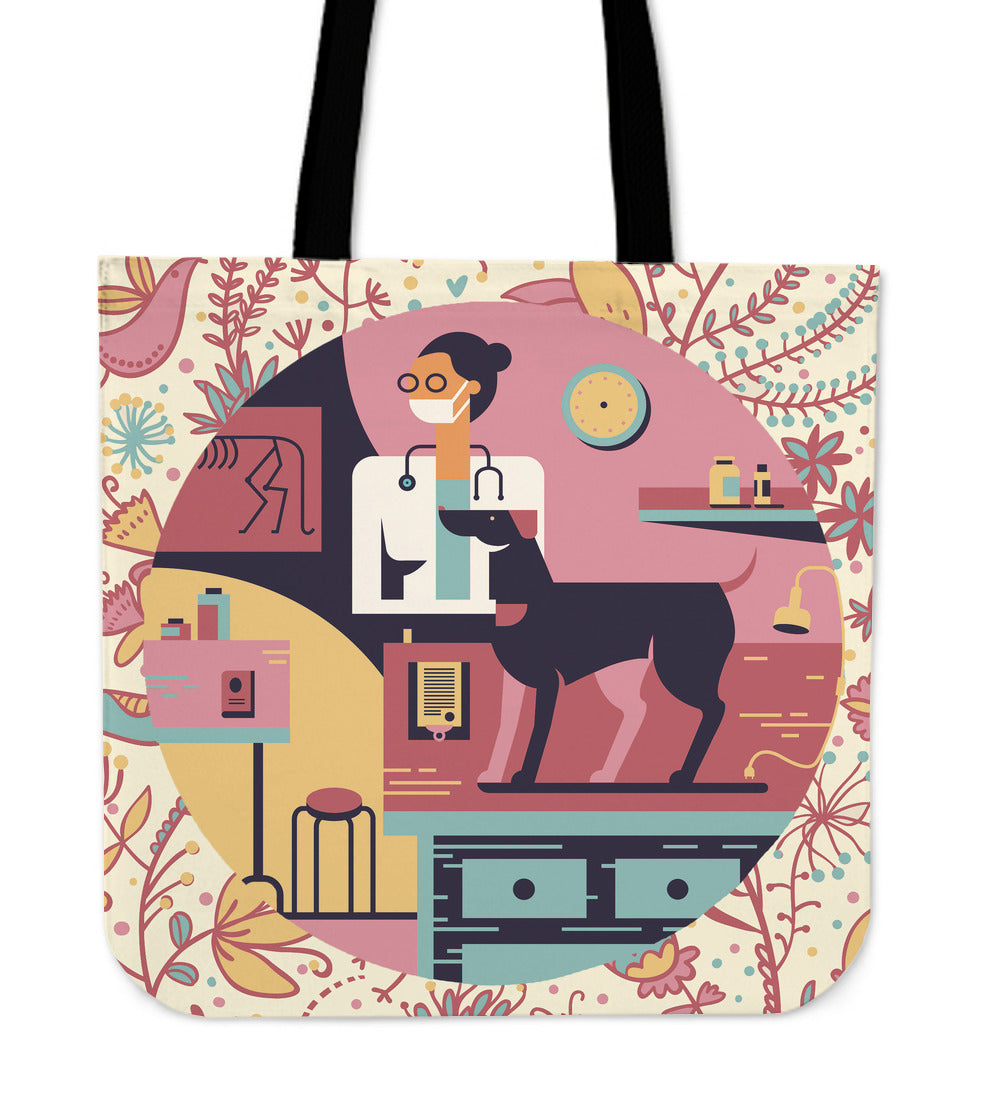 Floral Veterinary Care Linen Tote Bag