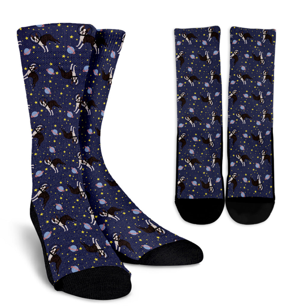 Space Boston Terrier Socks