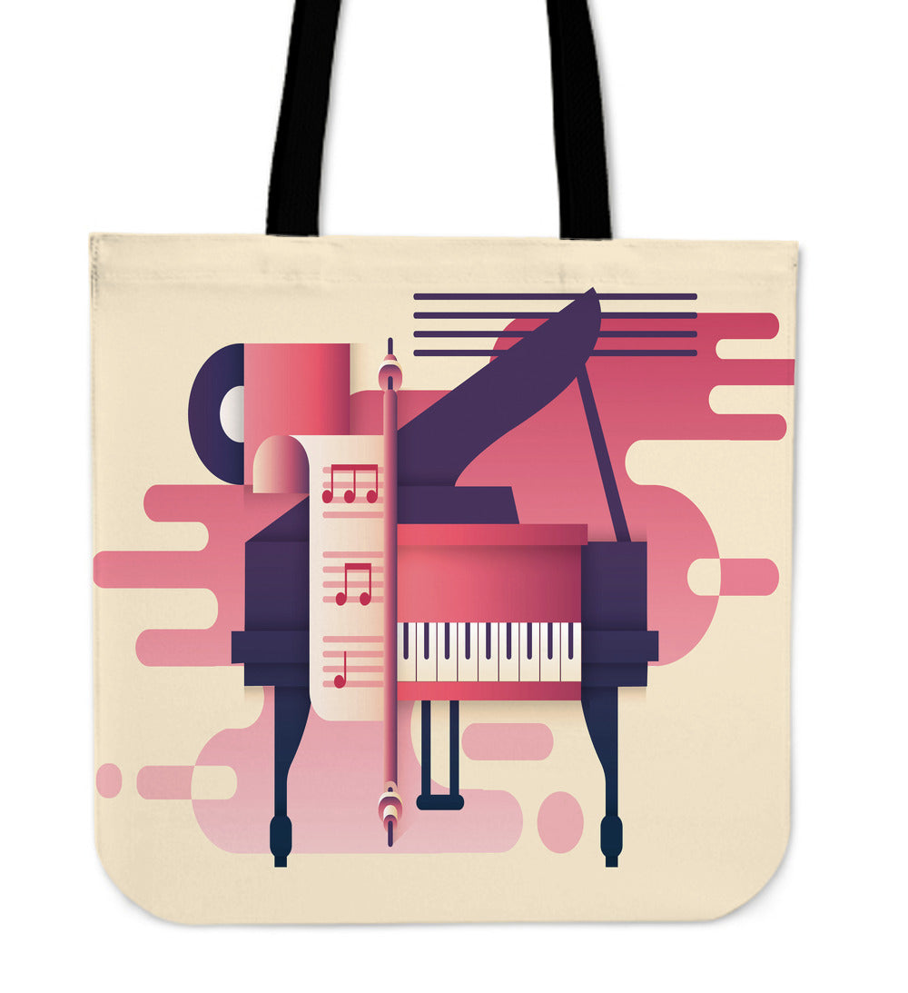 Cute Music Linen Tote Bag