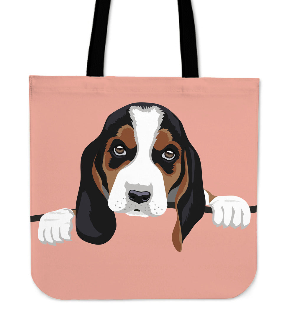 Popping Pup Basset Hound Cloth Tote Bag