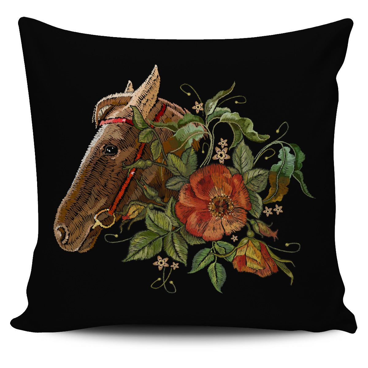Embroidery Horse Pillow Cover