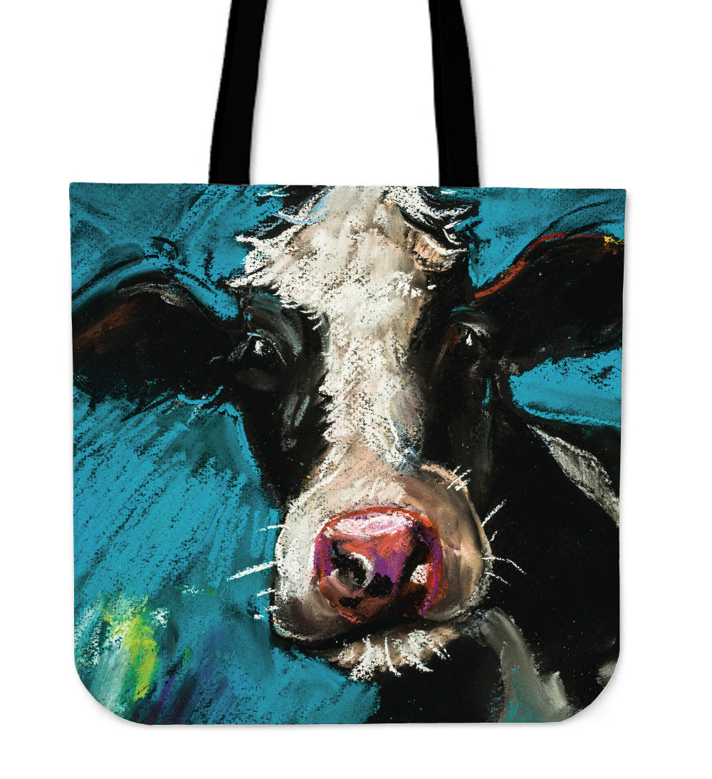 Cow Painting Linen Tote Bag