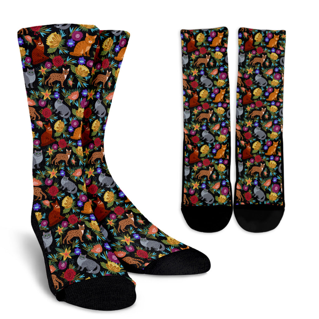 Cat Flower Socks