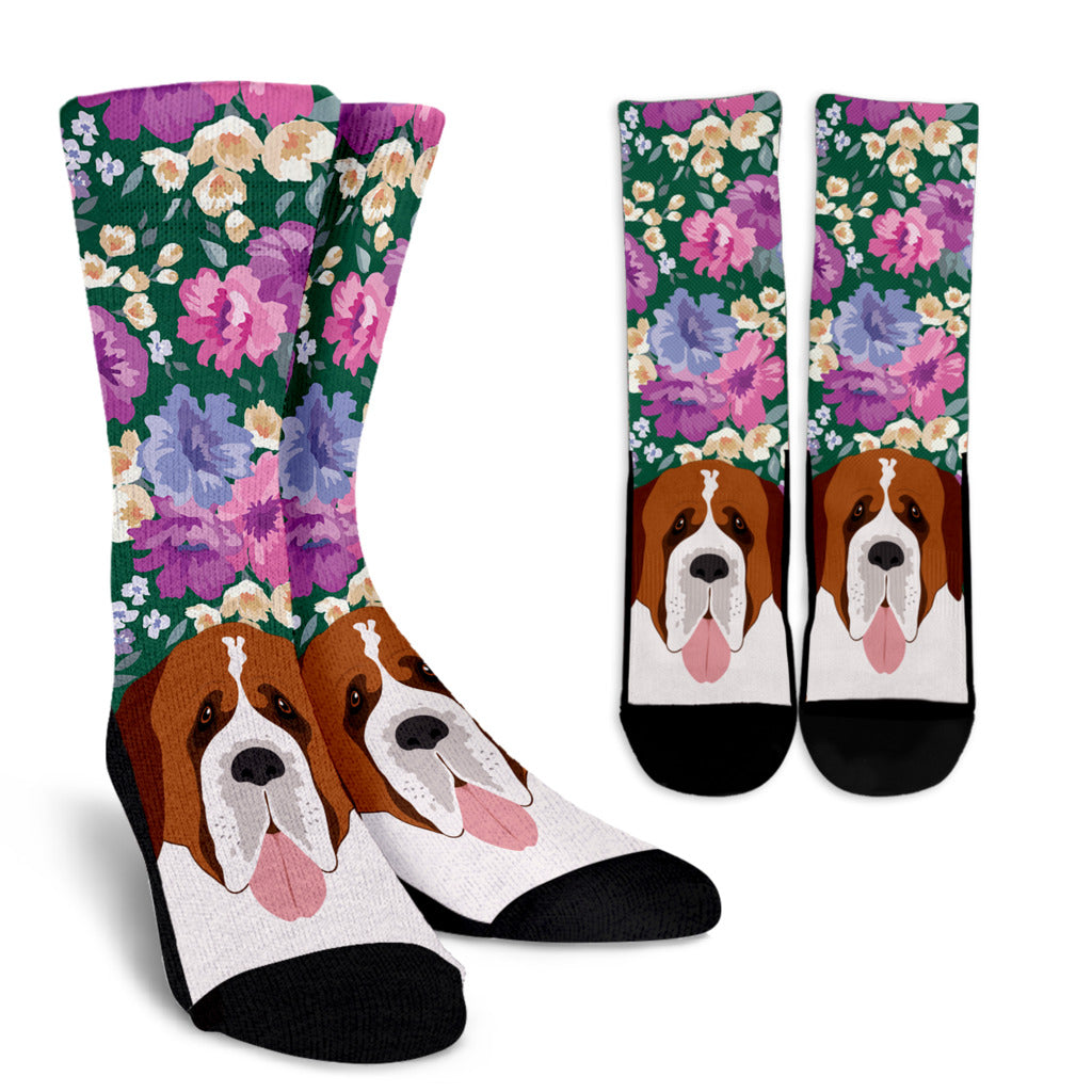 Saint Bernard Dog Portrait Socks