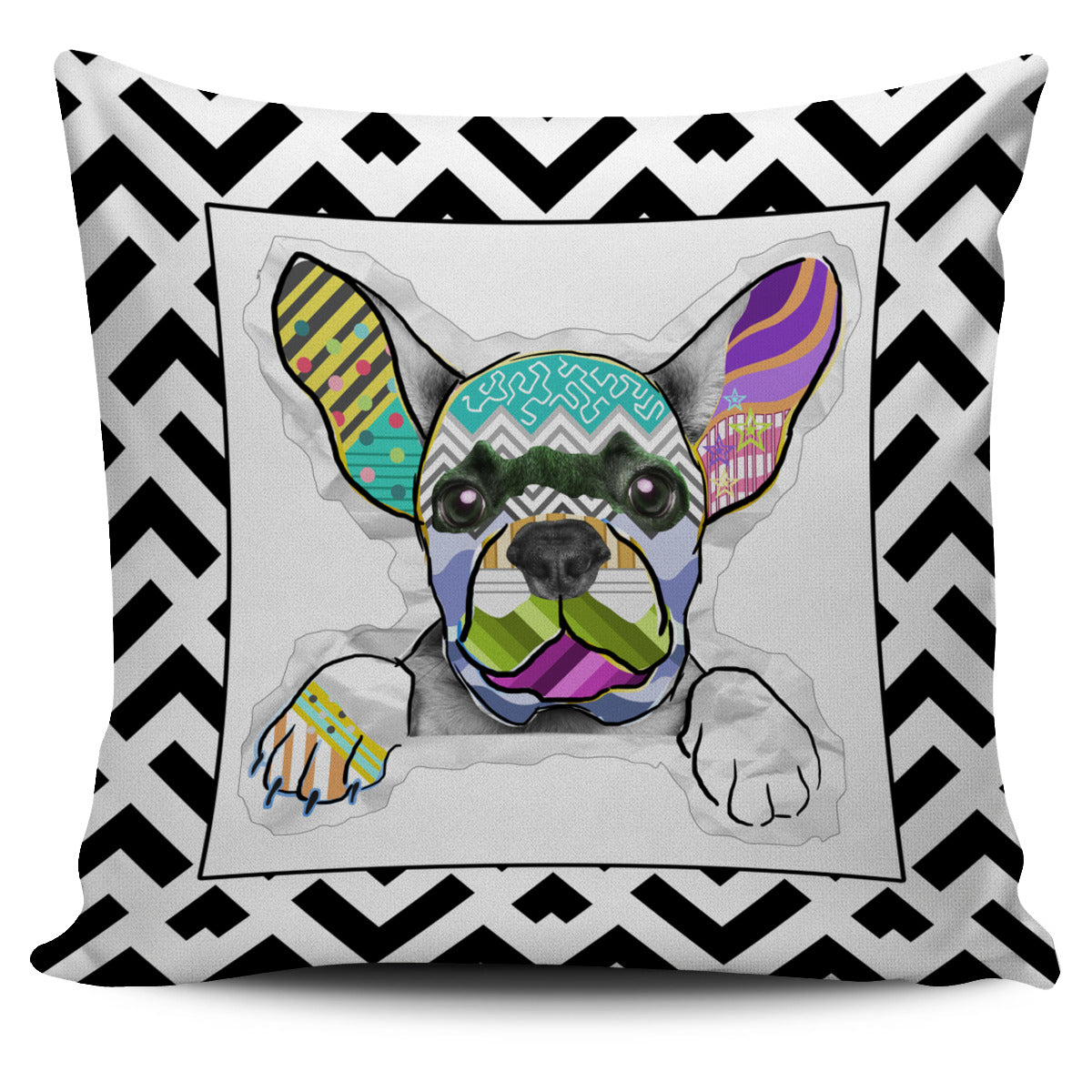 Collage Pup Frenchie Pillow Cover