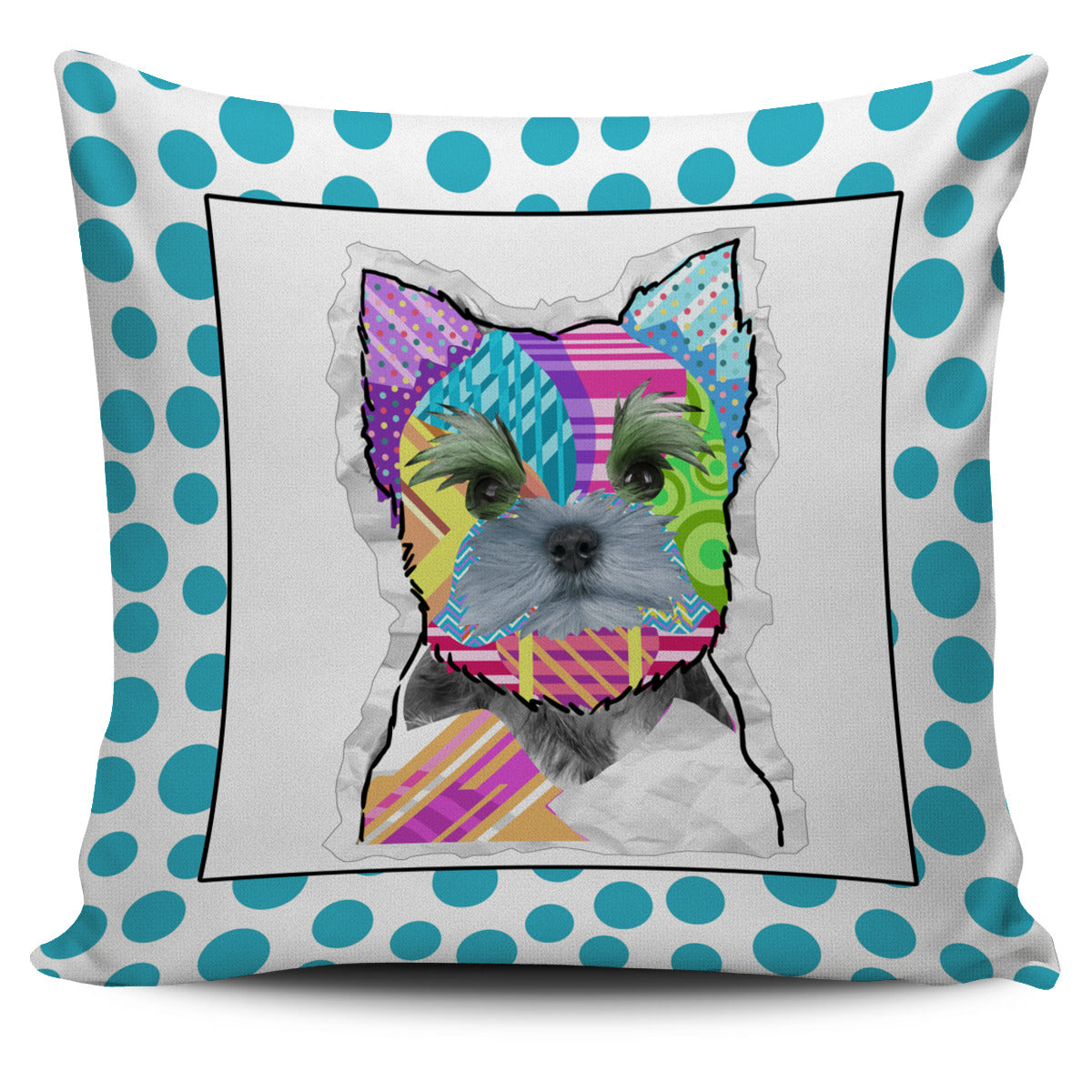 Collage Pup Yorkie Pillow Cover