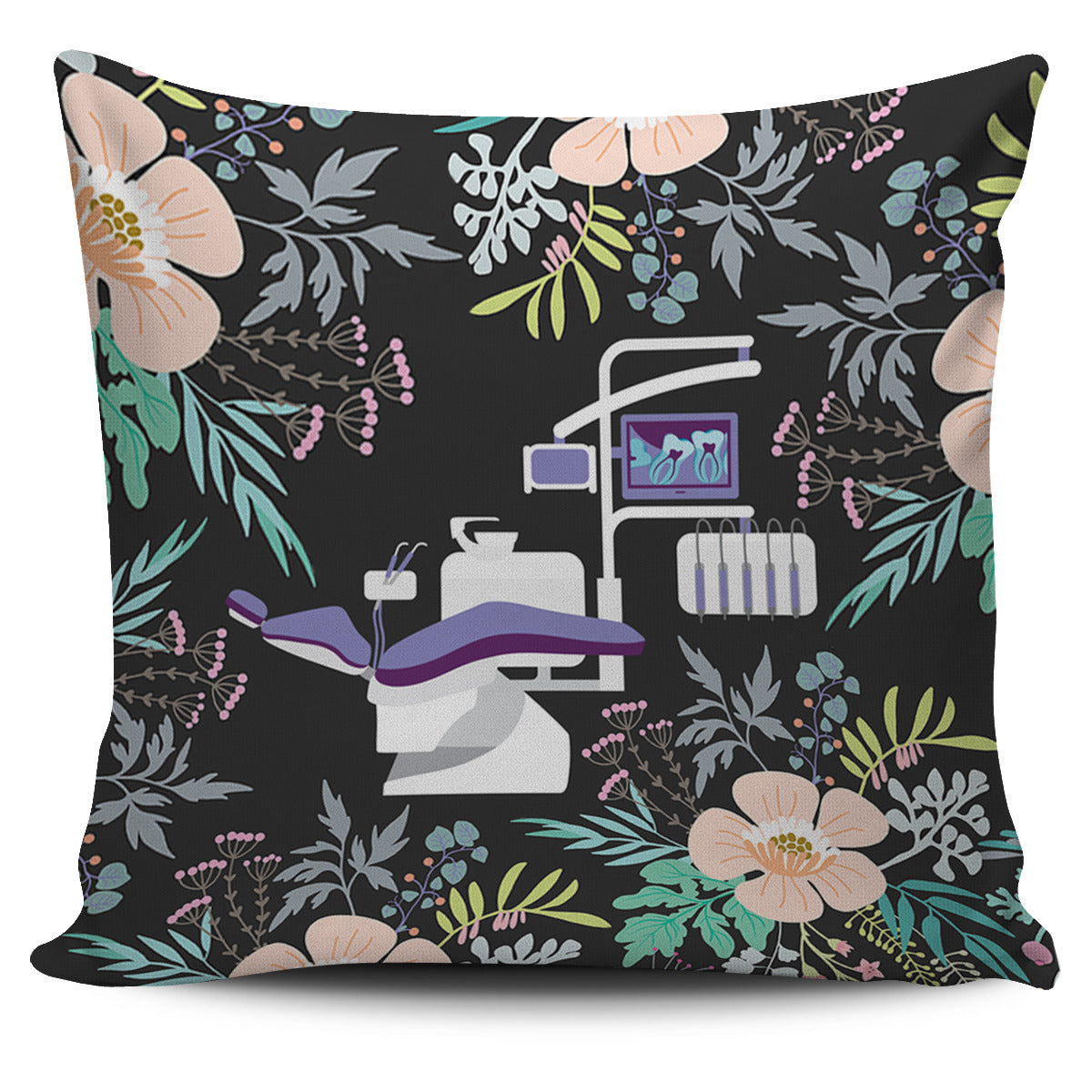 Floral Dentist Office Pillow Cover