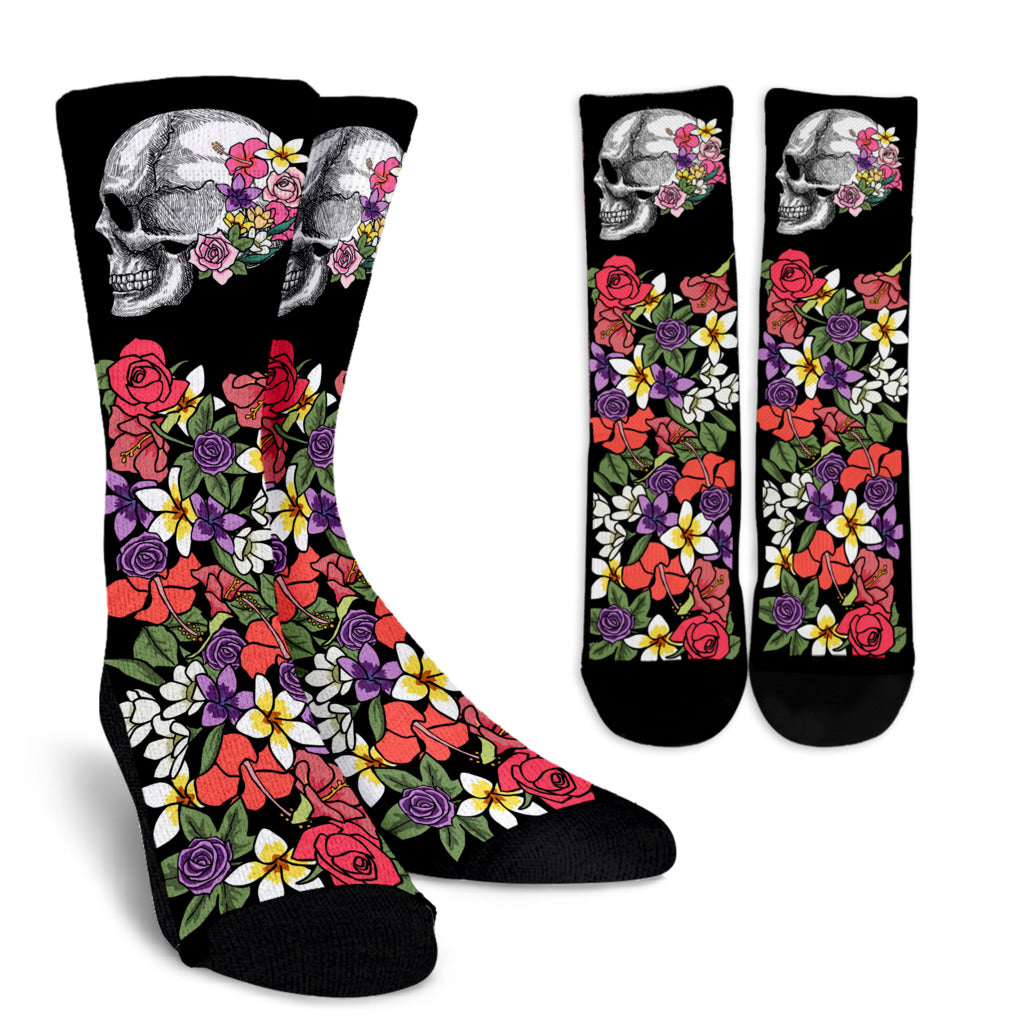 Floral Anatomy Skull Socks