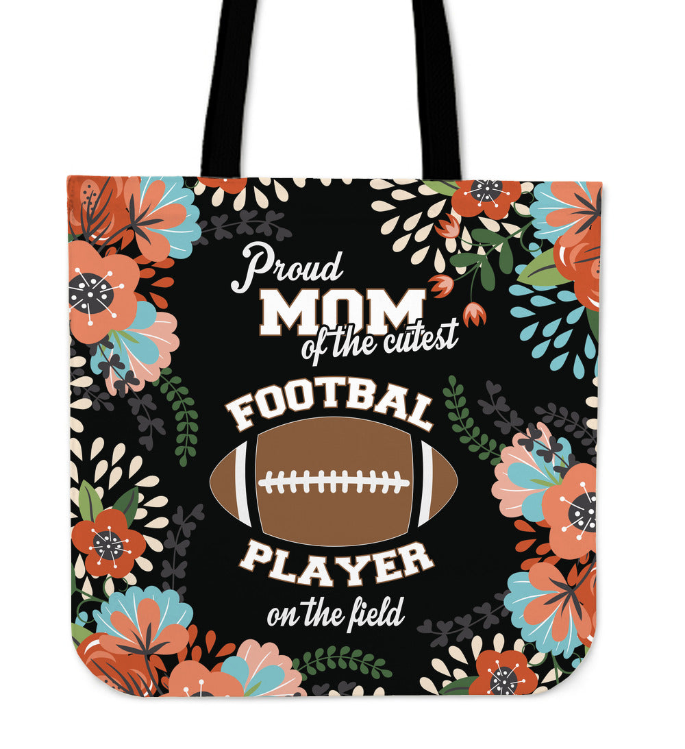 Proud Football Mom Linen Tote Bag