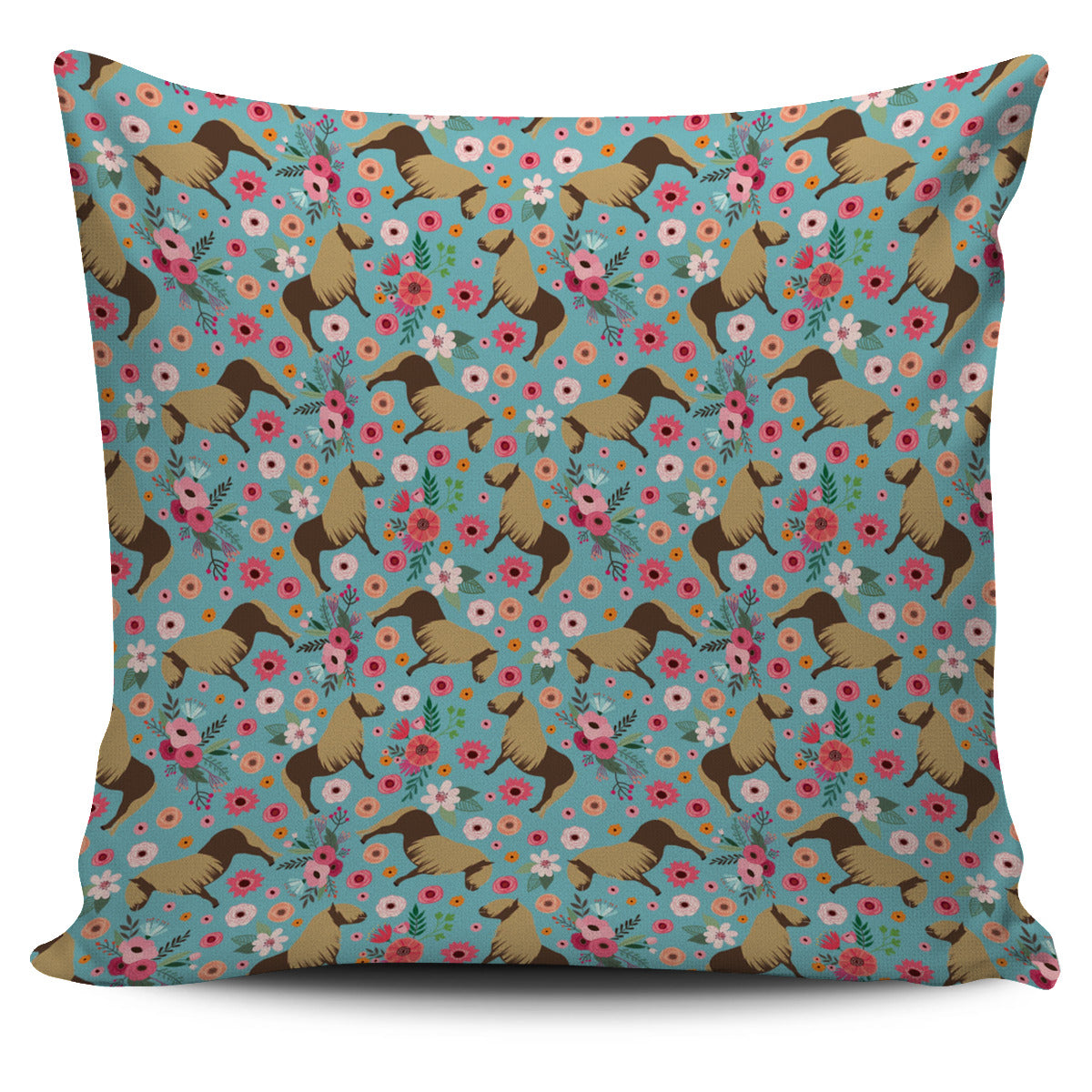 Shetland Pony Flower Pillow Cover
