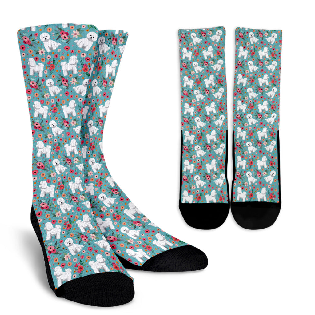 Bichon Frise Flower Socks