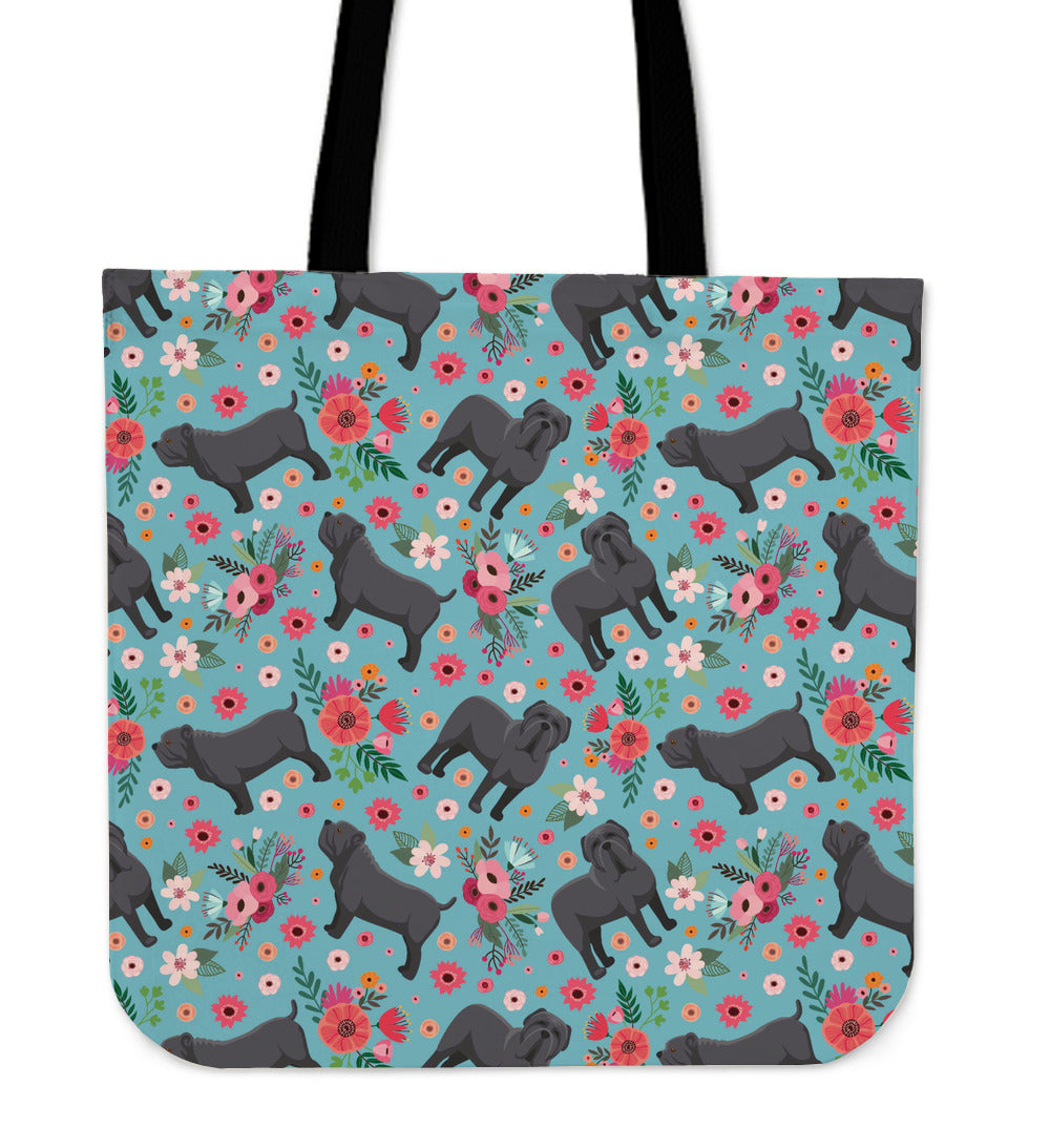 Neapolitan Mastiff Flower Linen Tote Bag