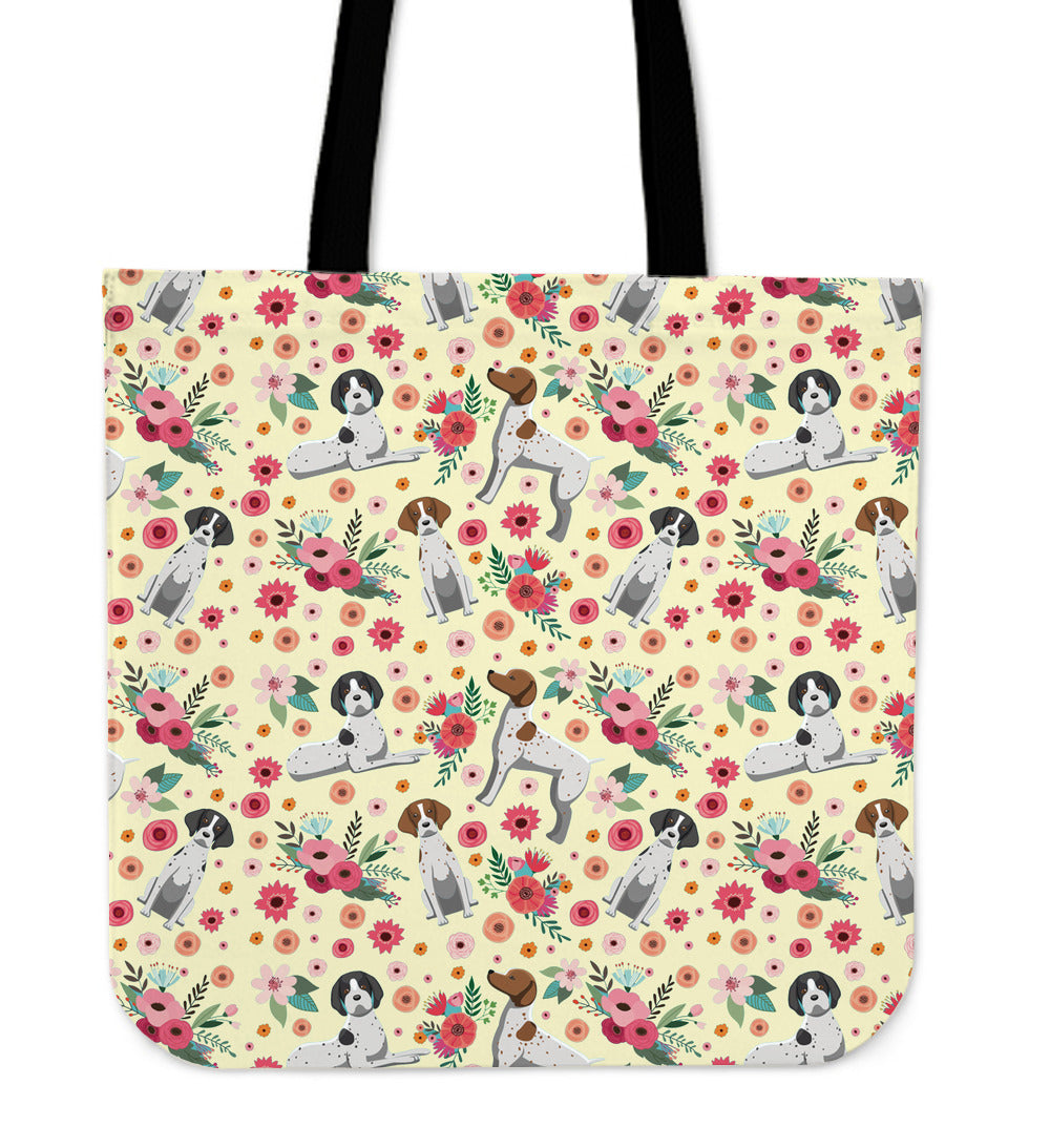 German Shorthaired Pointer Flower Yellow Linen Tote Bag