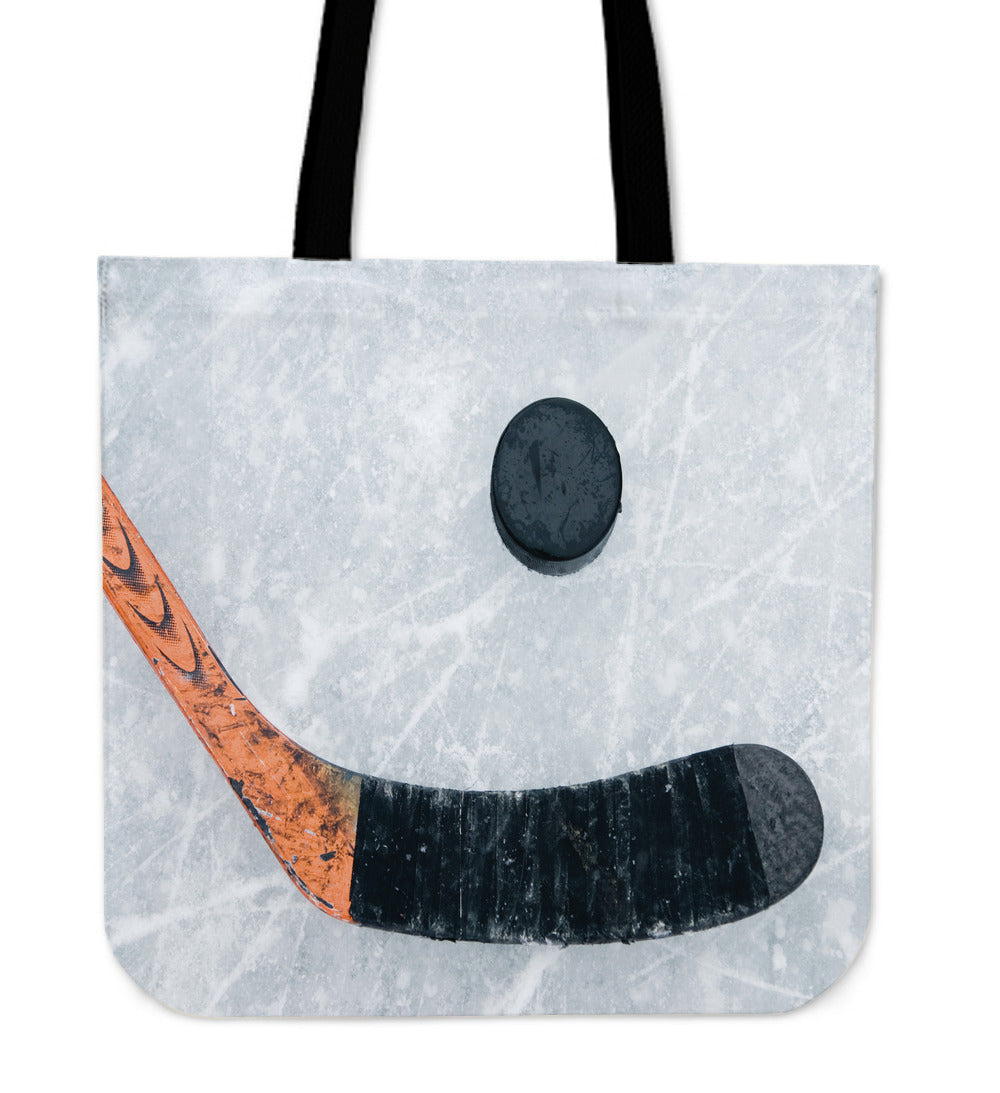 Ice Hockey Linen Tote Bag