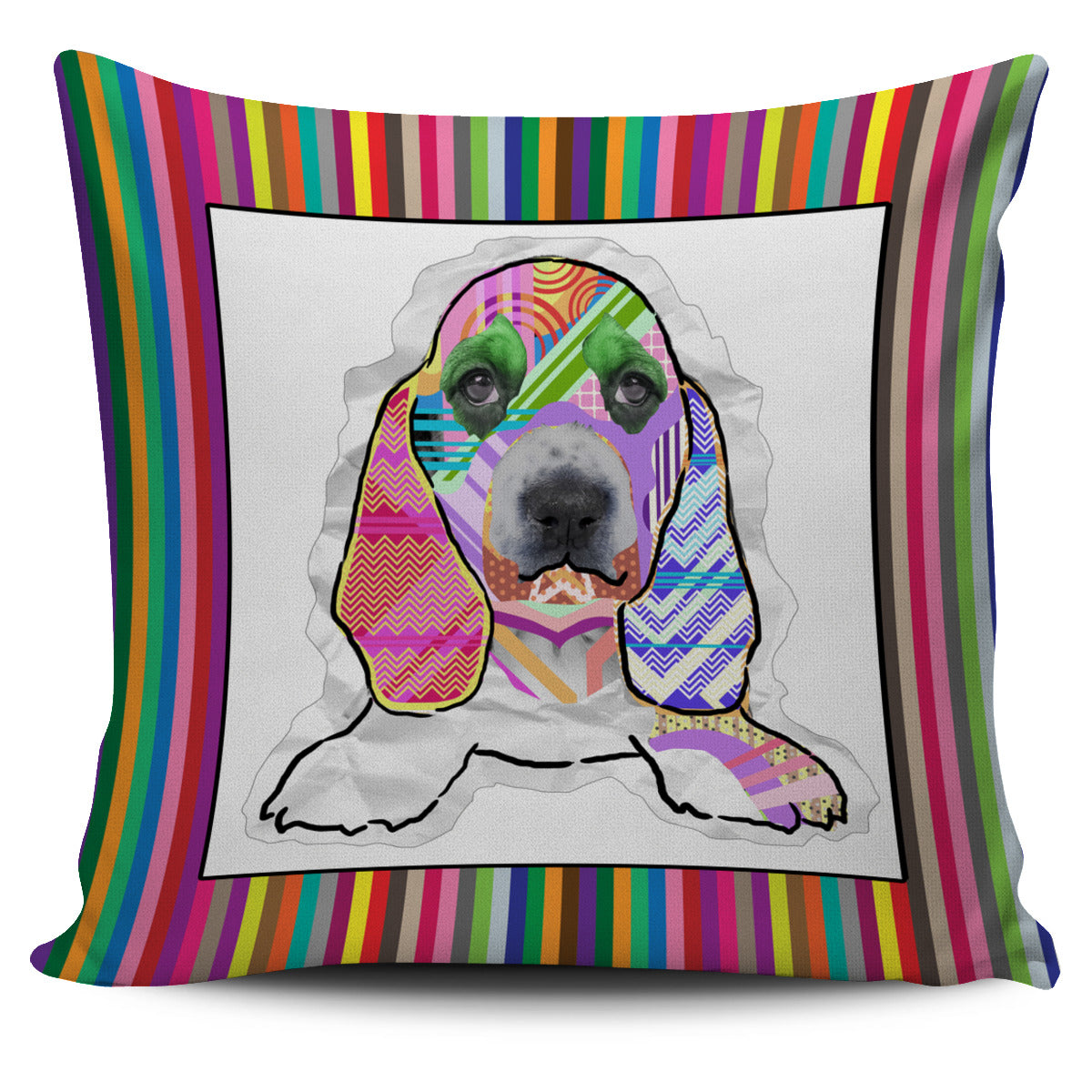 Collage Pup Basset Hound Pillow Cover
